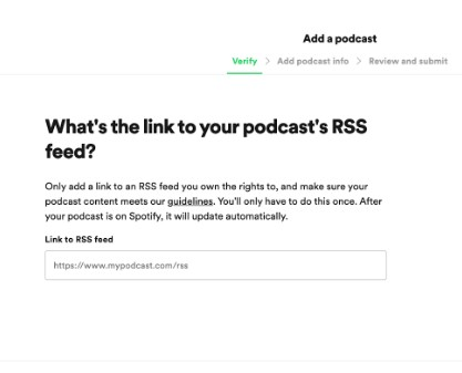 add podcast RSS link