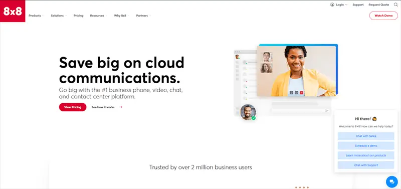 8x8 business phone, video, chat, and contact center platform