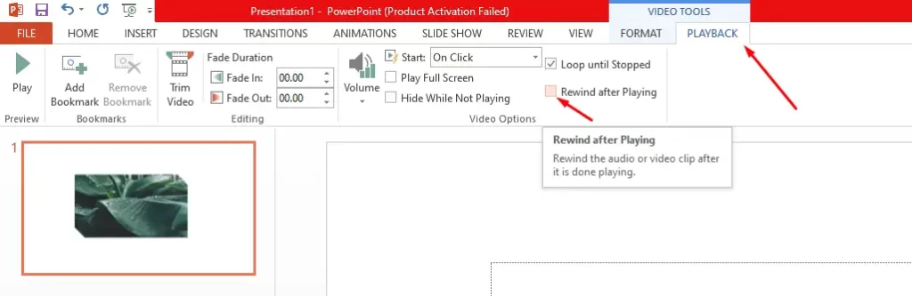 PowerPoint Rewind After Playing
