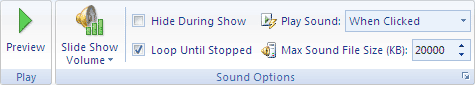 Sound options panel
